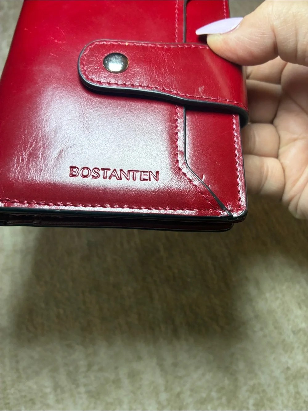 Red Leather Snap Wallet